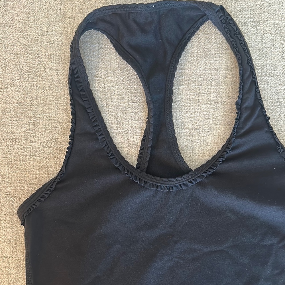 Black Ruffle Racerback Tank Top - Picture 2 of 4